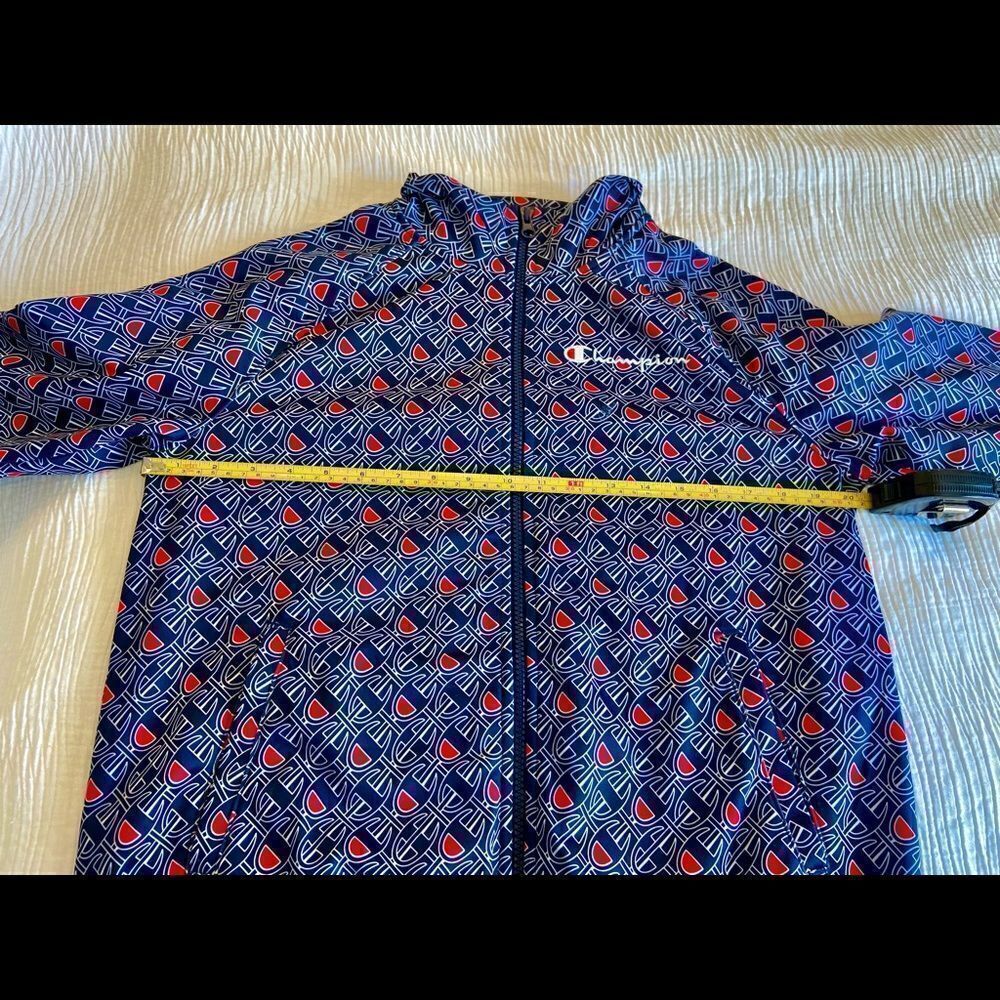 Champion Allover Logo Blue Zip Up Track Jacket Size Medium. Worn On TV Show - Picture 6 of 14
